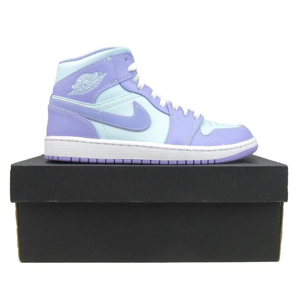 Air Jordan 1 Mid Purple Pulse Aqua White Sneakers Mens Size 9 NEW